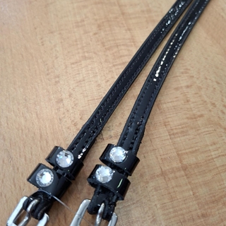 Correa espuela inglesa HKM Sports Equipment Crystal charol color negro (par) - Imagen 2